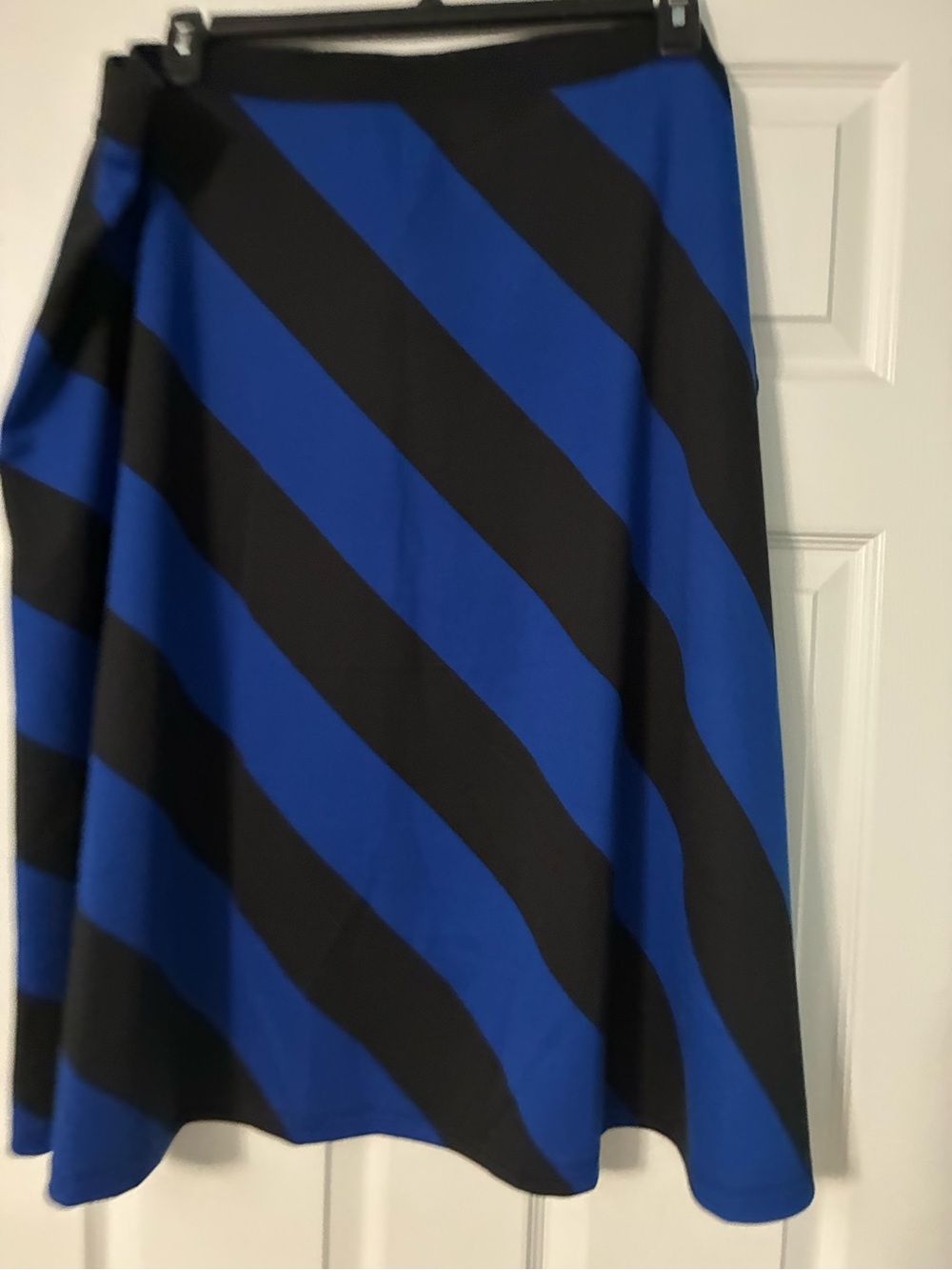 Liz Claiborne Blue and Black Diagonal Stripe A-Line Skirt